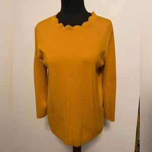 41 Hawthorne Mustard Sweater w/ Scalloped Neckline - Size M